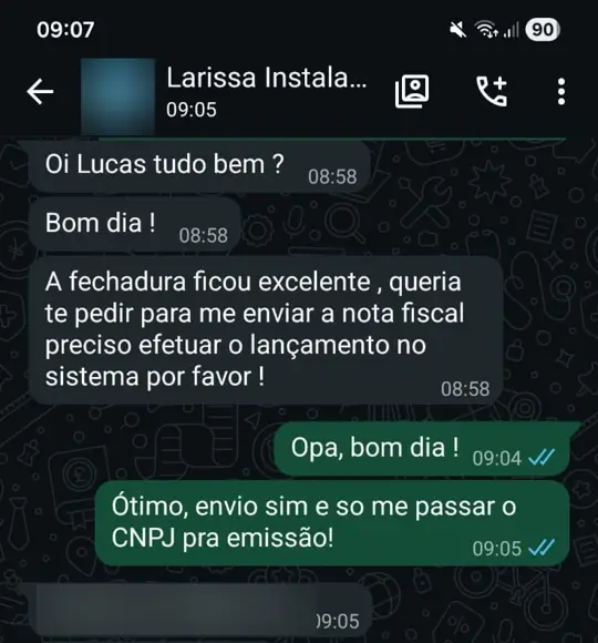 Conversa real com cliente no WhatsApp