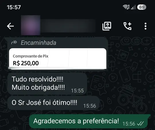 Conversa real com cliente no WhatsApp